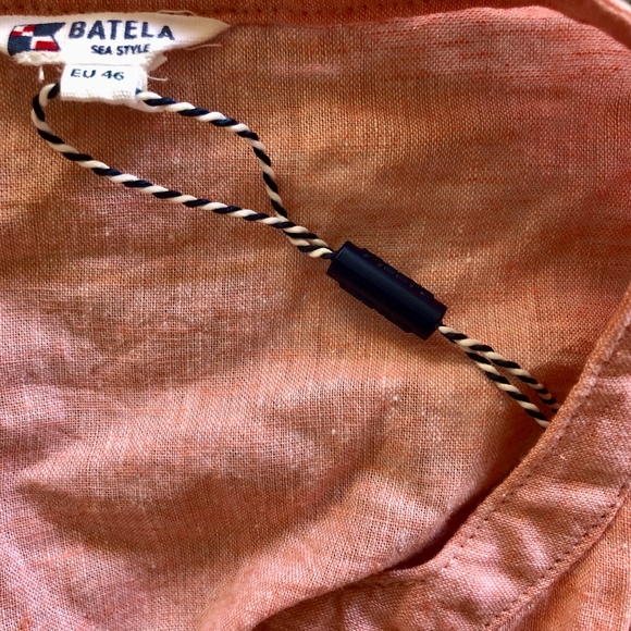 NEW PINKISH RED LINEN BLEND‎ SHIRT MANDARIN COLLAR FRENCH SLEEVE SZ EU 42 US 10 - Picture 3 of 3